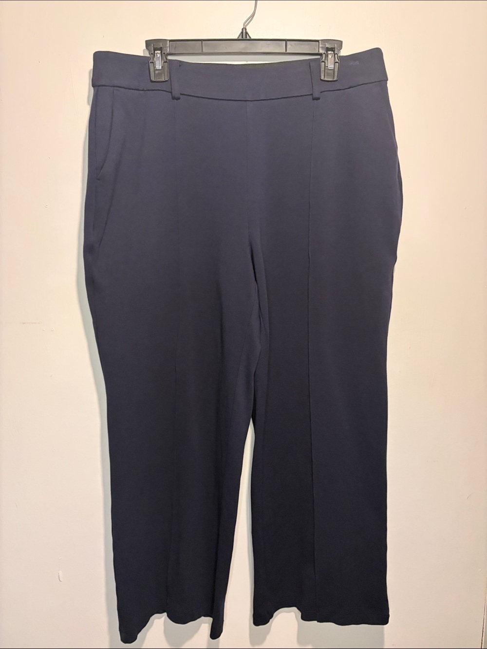 Lane Bryant Navy Blue Stretch Pull On Front Seam Dress Pants Plus SZ 14-16